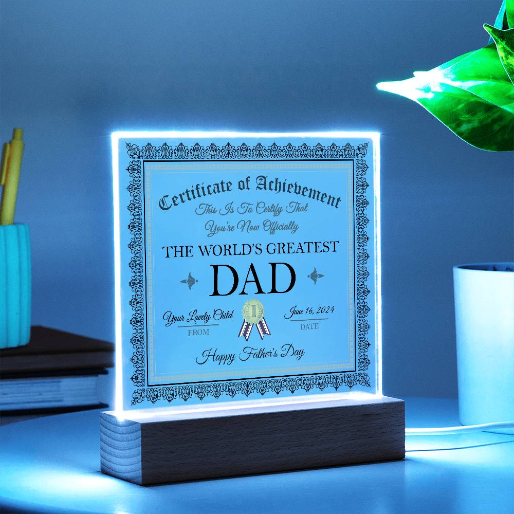 Printed Square  Acrylic Gift For Dad, Gift For Father, Father's Day Gift