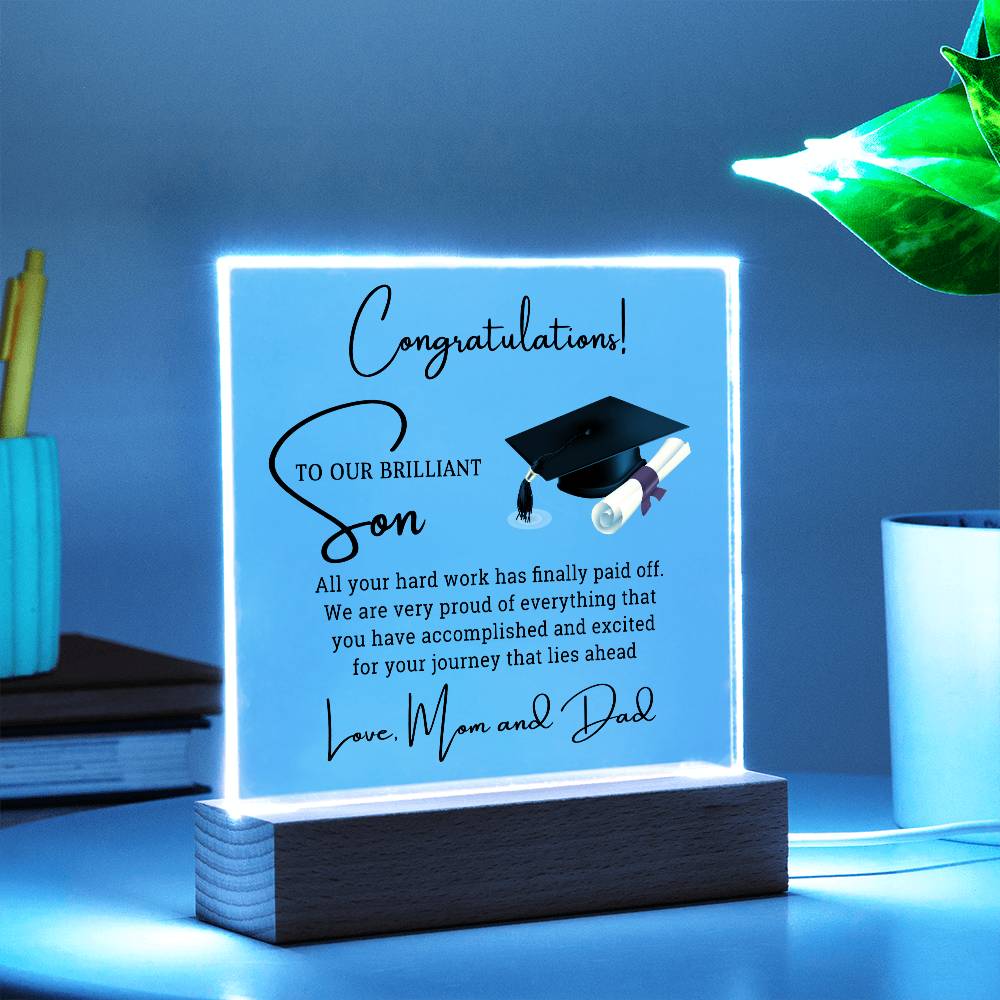 Graduation Gift for Son - Square Acrylic Plaque