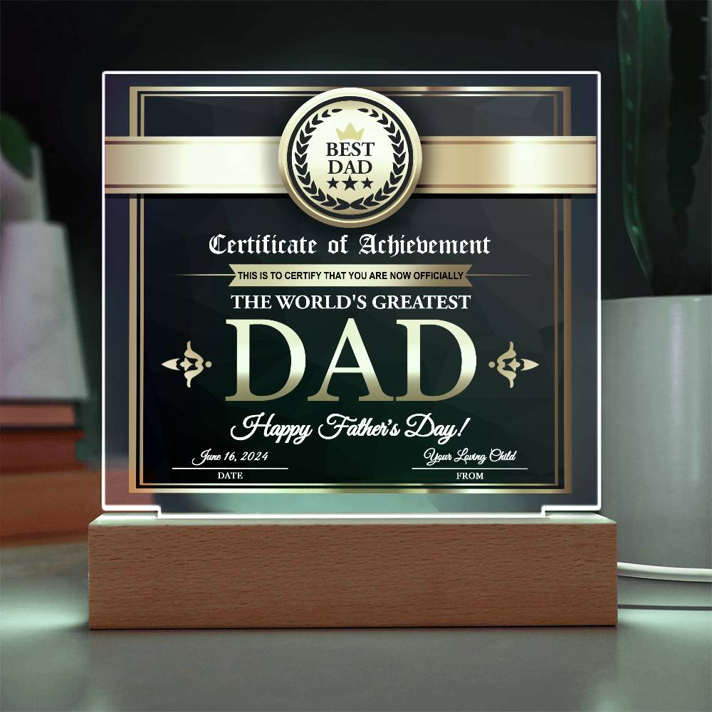 Square Acrylic Plaque Gift for Father, Gift for Dad, Father's Day Gift