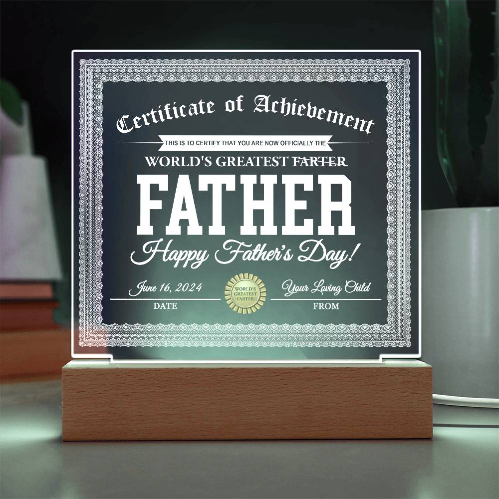 Printed Square  Acrylic Gift For Dad, Gift For Father, Father's Day Gift