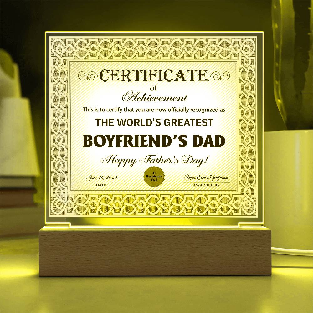 Square Acrylic Plaque, Gift for Boyfriend's Dad, Father's Day Gift