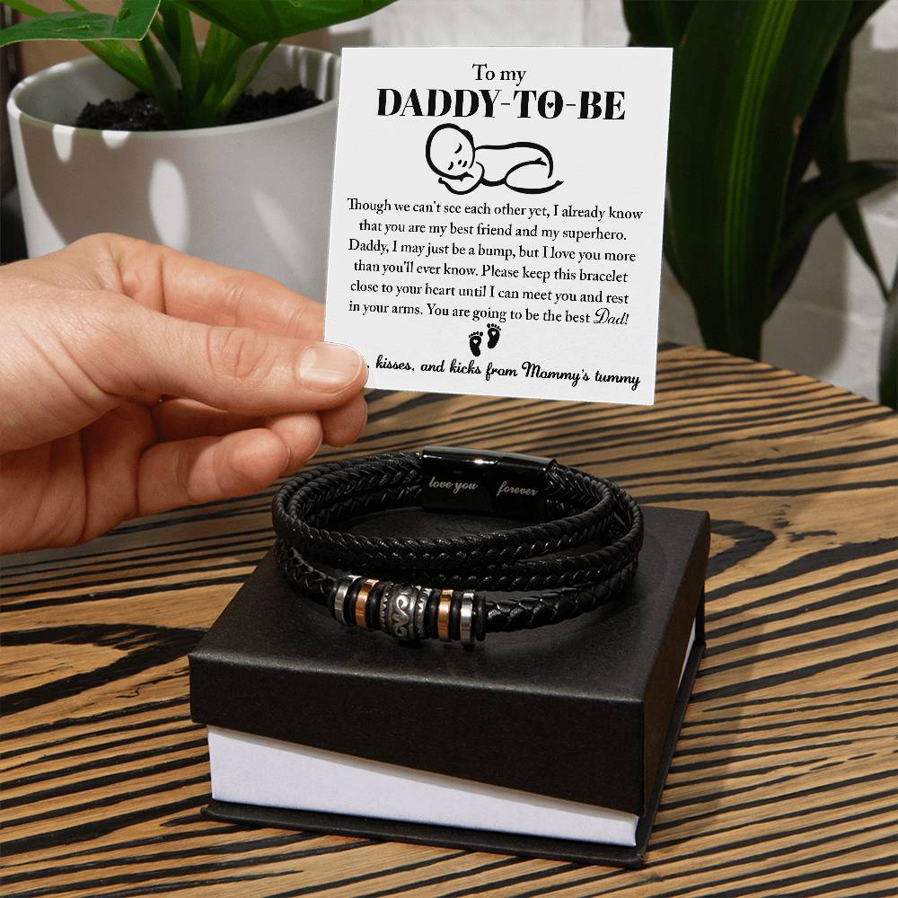 Love You Forever Vegan Leather Bracelet, Gift for Daddy to be, Gift for Father to be,Birthday  Gift, Father's Day Gift