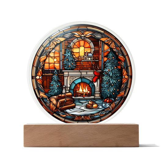 Home At Christmas time- Acrylic Circle Plaque- Holiday Home Decoration