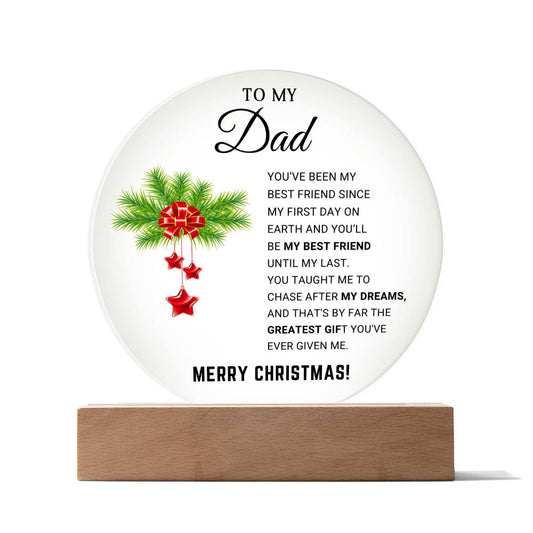 To My Dad-Merry Christmas- Christmas Gift- Acrylic Circle Plaque