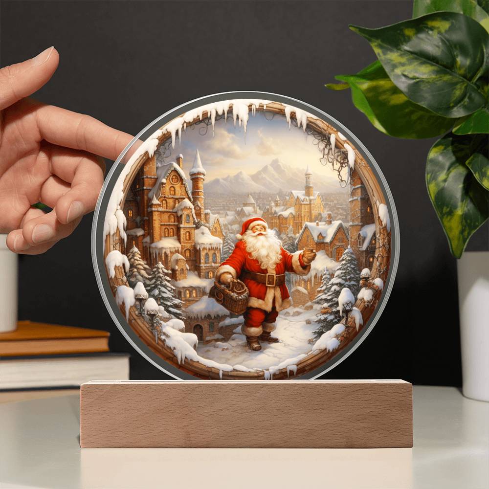 Santa is coming to town- Acrylic Circle Plaque