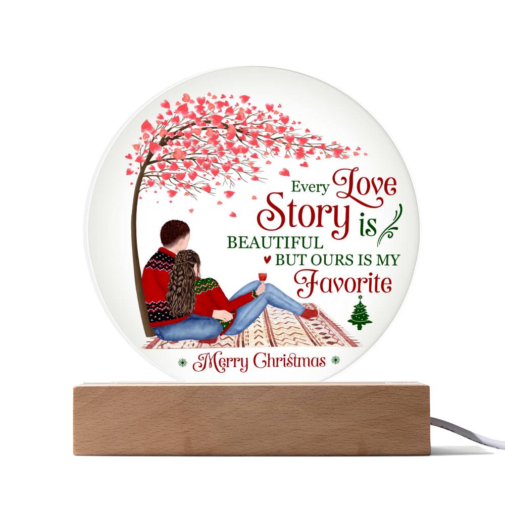 Our Love Story-  Round Acrylic Plaque- Holiday Gift For Soulmate