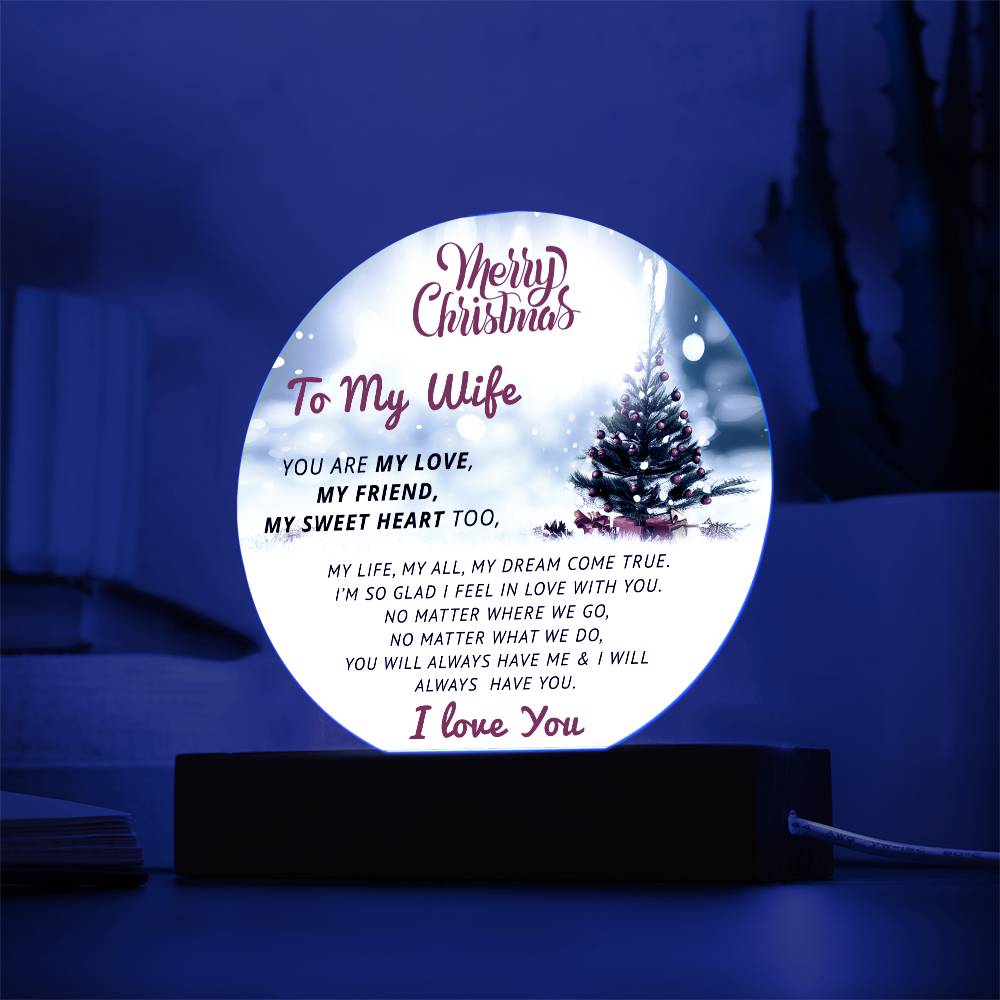 Merry Christmas To My Wife- Christmas Gift for WIfe- Acrylic Circle Plaque