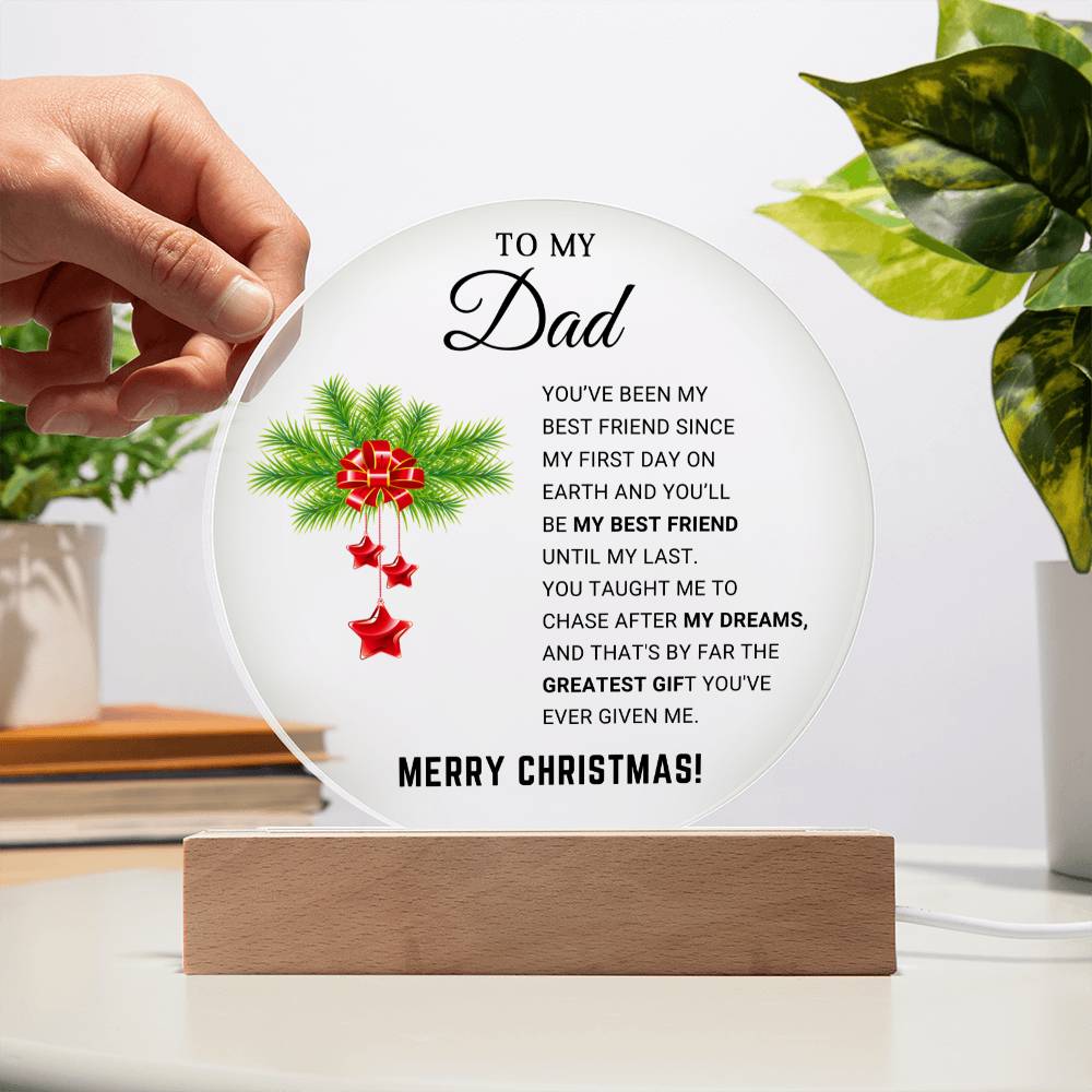 To My Dad-Merry Christmas- Christmas Gift- Acrylic Circle Plaque