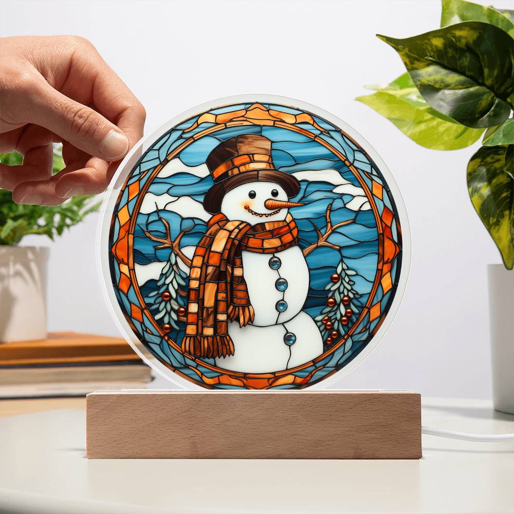 Stained Glass Frosty- Acrylic Circle Plaque