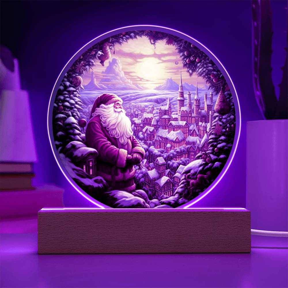 Santa  Claus In Town- Acrylic Circle Plaque