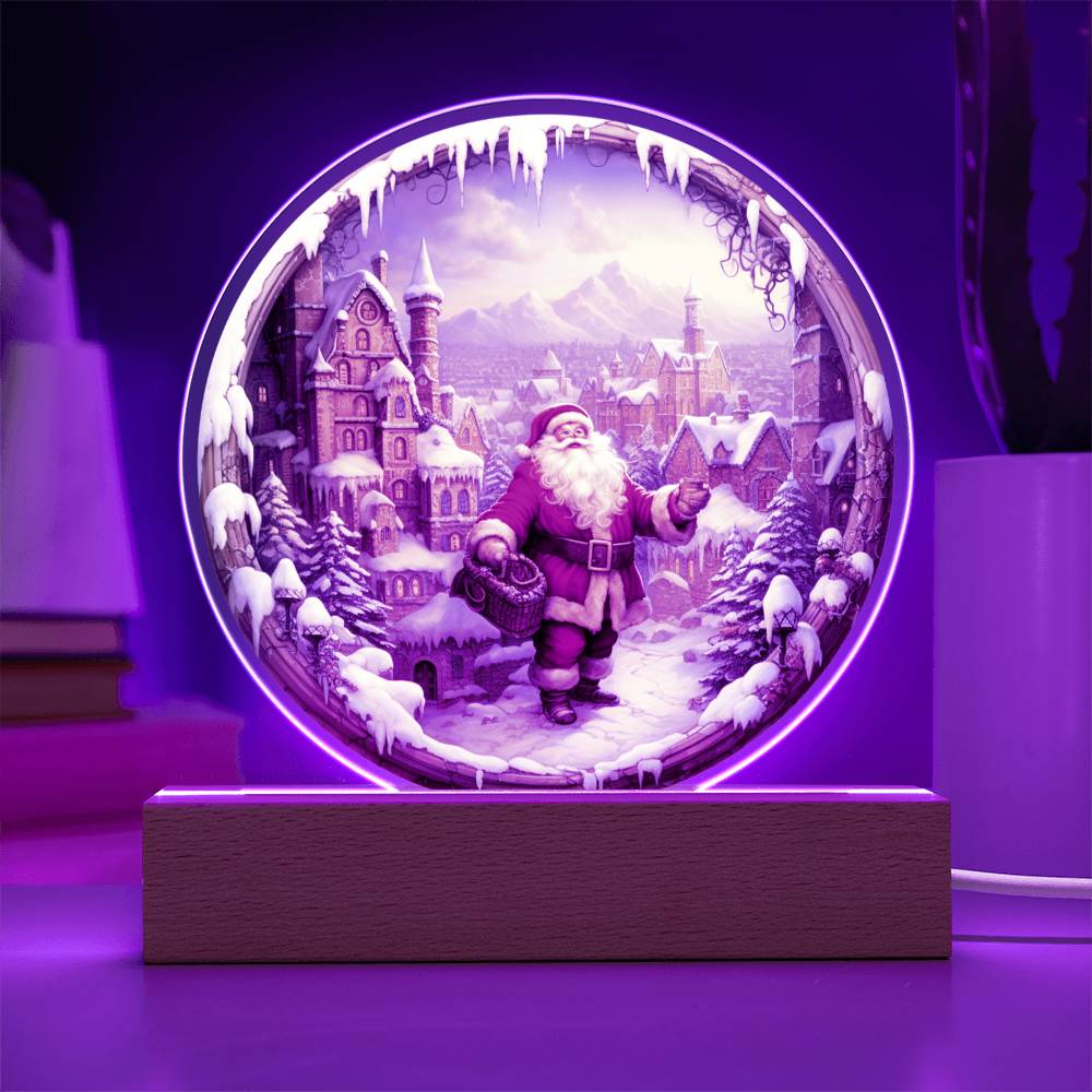 Santa is coming to town- Acrylic Circle Plaque