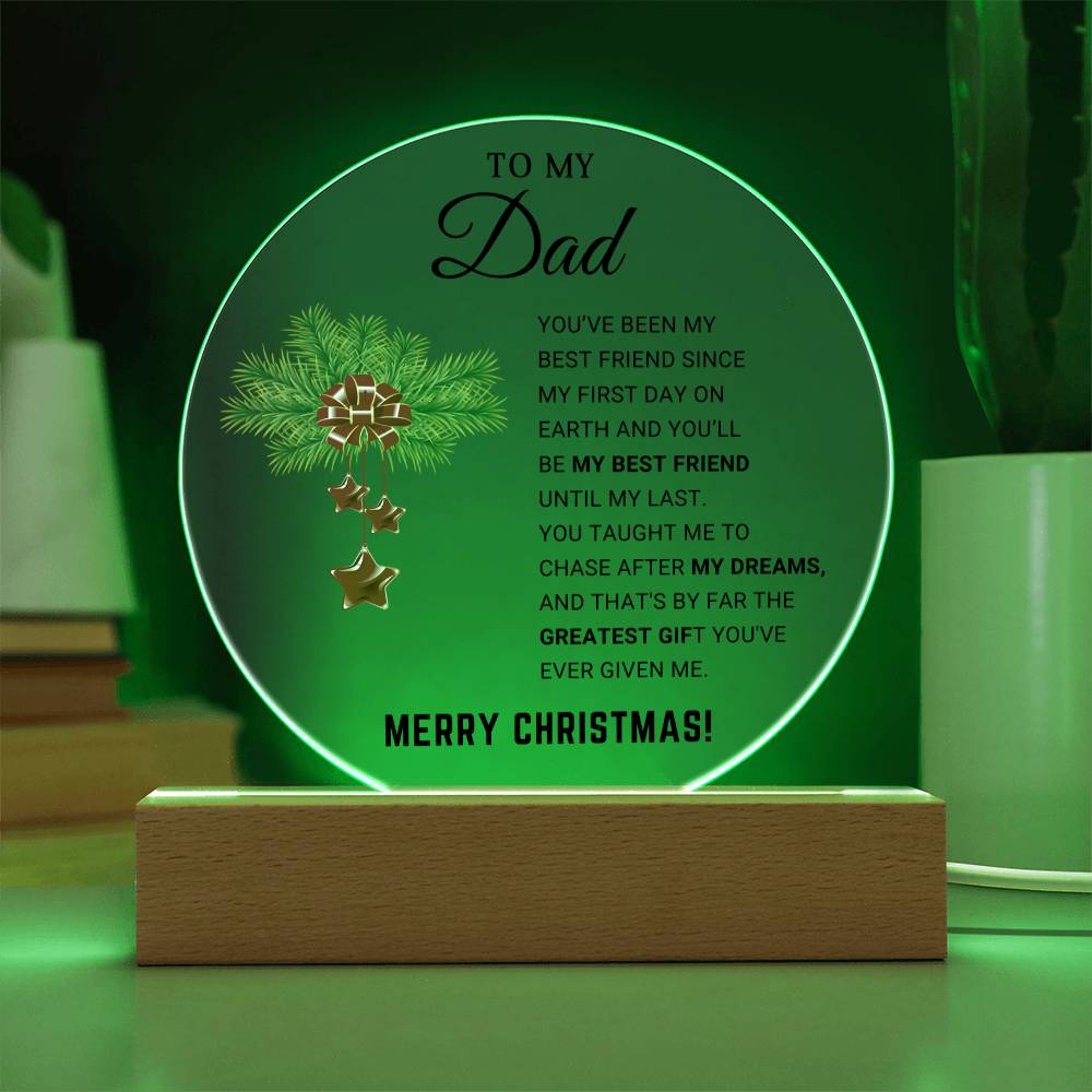 To My Dad-Merry Christmas- Christmas Gift- Acrylic Circle Plaque