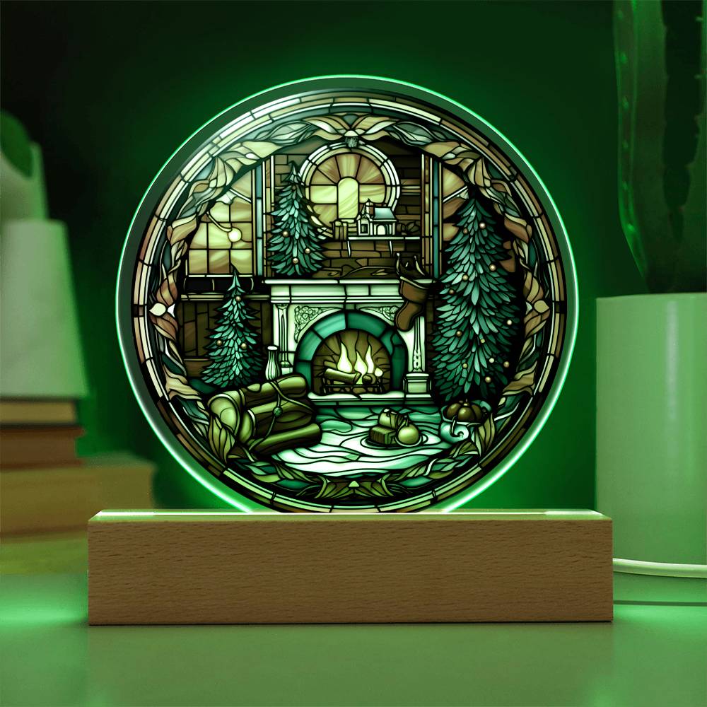 Home At Christmas time- Acrylic Circle Plaque- Holiday Home Decoration