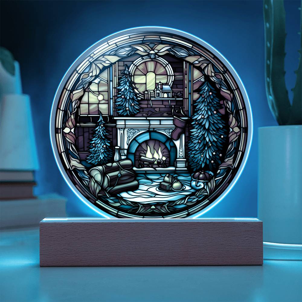 Home At Christmas time- Acrylic Circle Plaque- Holiday Home Decoration