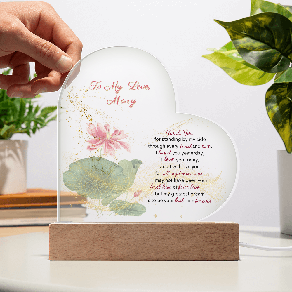 Timeless Love- Personalized Acrylic Heart Plaque  To My Wife Gift, To My Soulmate Gift, for all Occasions, Birthday, Anniversary, Valentine' s Day Gift