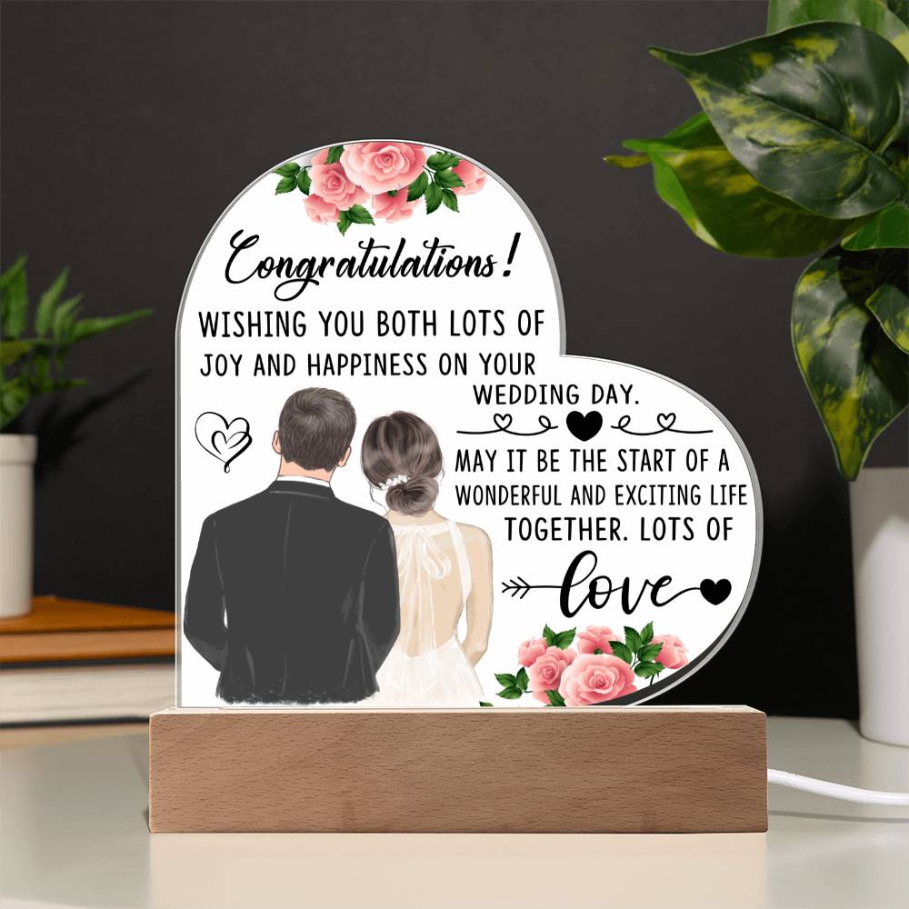 Congratulations on Your Wedding Day- Acrylic Heart  Plaque- Wedding Gift