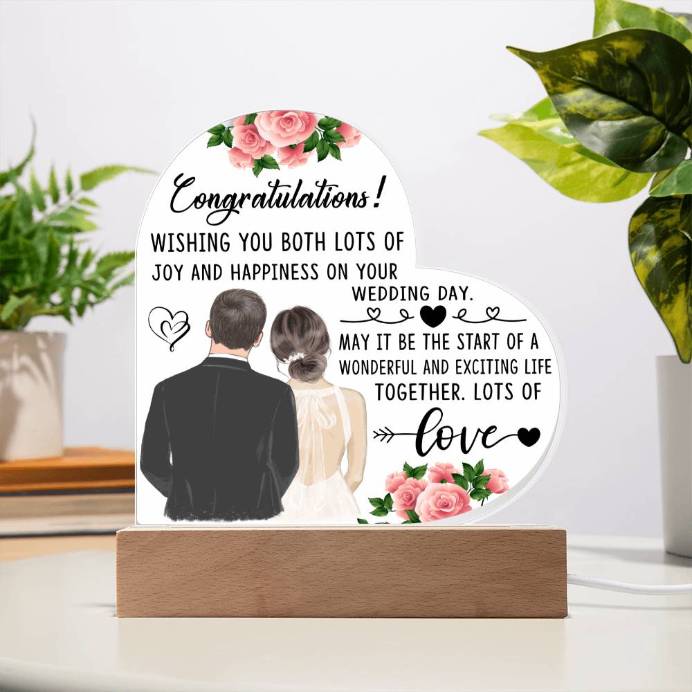 Congratulations on Your Wedding Day- Acrylic Heart  Plaque- Wedding Gift