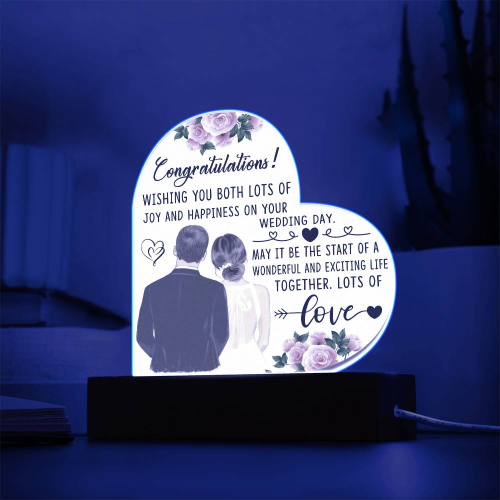 Congratulations on Your Wedding Day- Acrylic Heart  Plaque- Wedding Gift