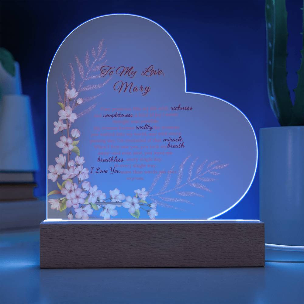 Forever Love: Personalized Acrylic Heart Plaque gift for Wife, For Soulmate. All occasions, Birthday ,Anniversary, Valentine's  Day Gift