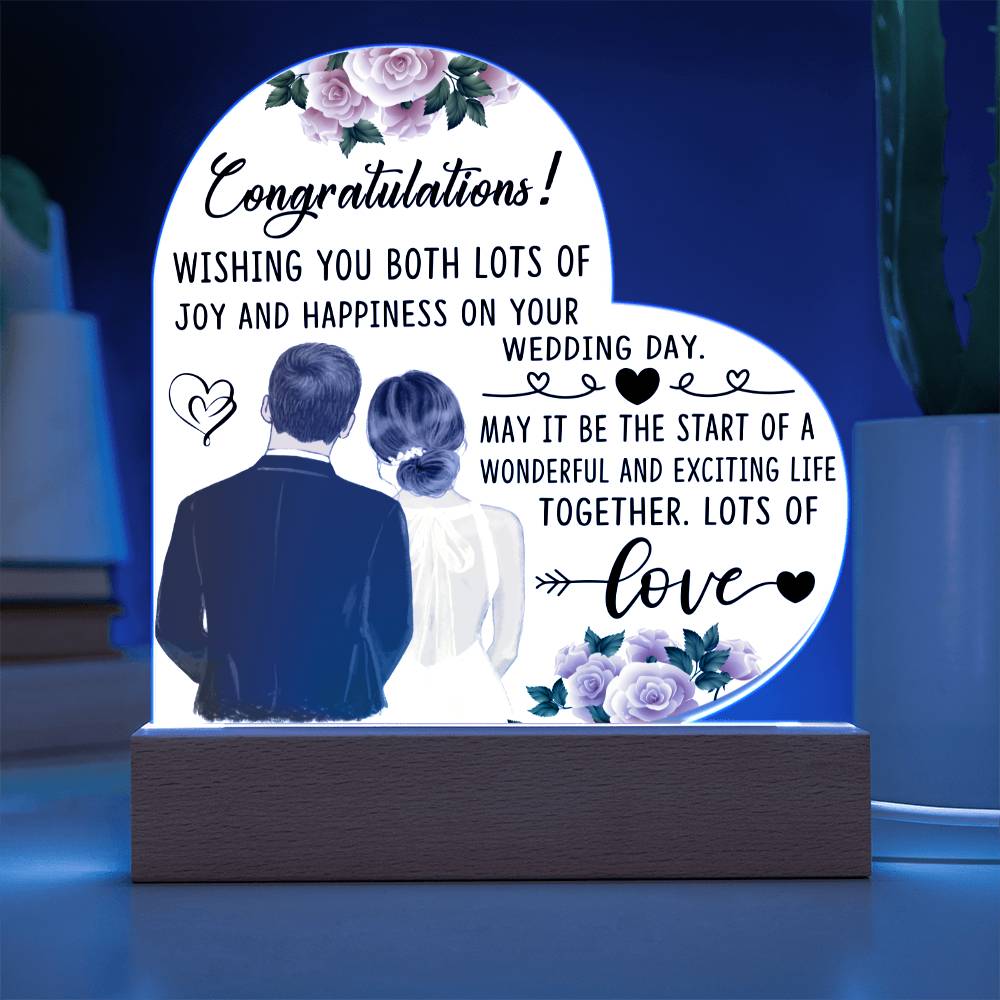 Congratulations on Your Wedding Day- Acrylic Heart  Plaque- Wedding Gift