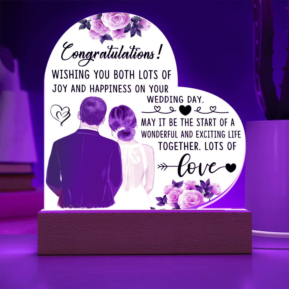 Congratulations on Your Wedding Day- Acrylic Heart  Plaque- Wedding Gift