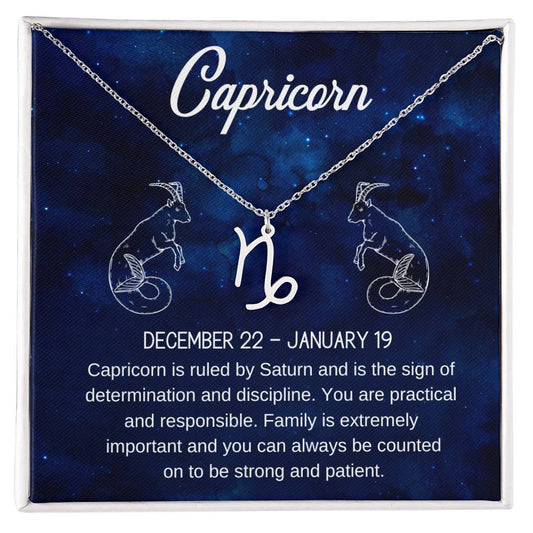 Capricorn- Zodiac Symbol Necklace