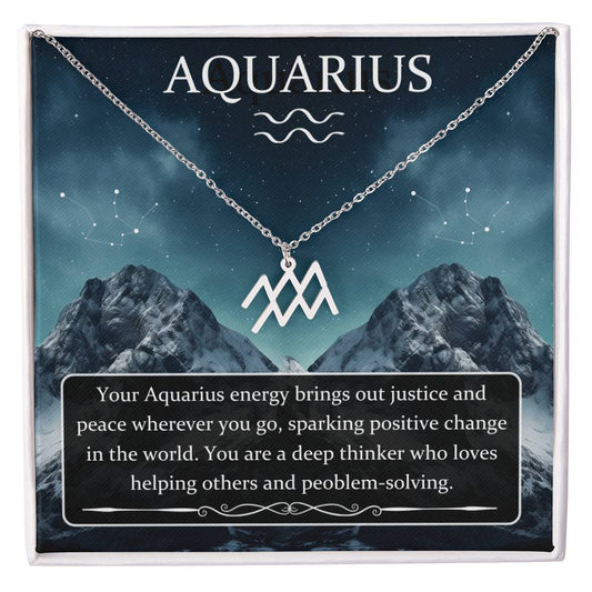 Aquarius- Zodiac Symbol Necklace