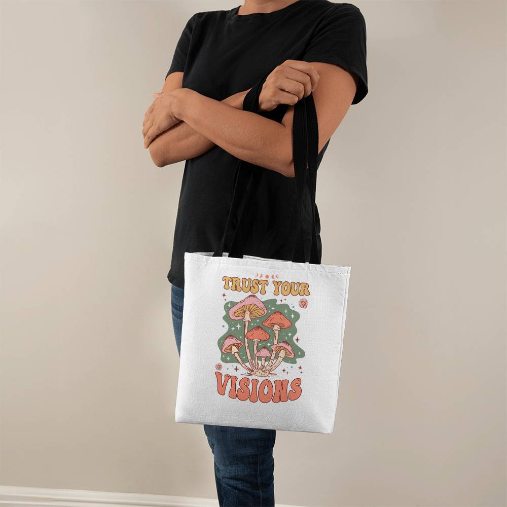 Trust Your Vision: Classic Tote Bag with Enchanting Mushroom Design - A Timeless Gift of Love and Sentiment  for  birthdays , gift for Mom, gift for soulmate, gift for daughter, sister, best friend