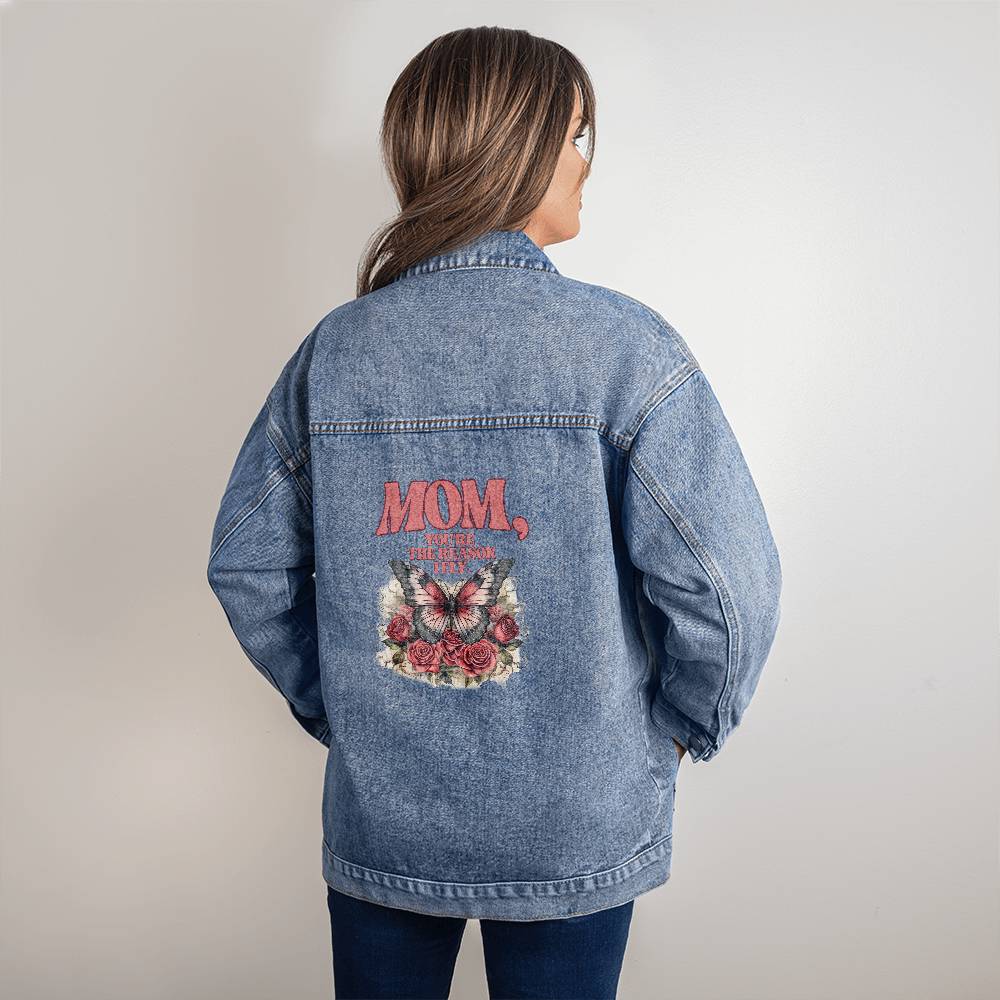 Oversized Women Denim Jacket gift for mom, birthday gift, Mother's Day Gift