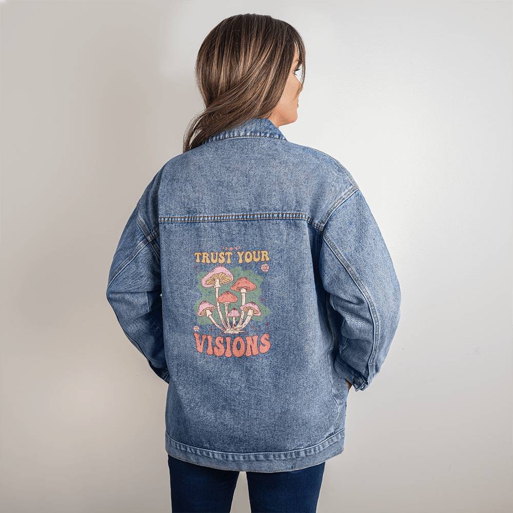 Oversized Denim Jacket , gift for mom, gift for soulmate , gift for daughter, birthday gift