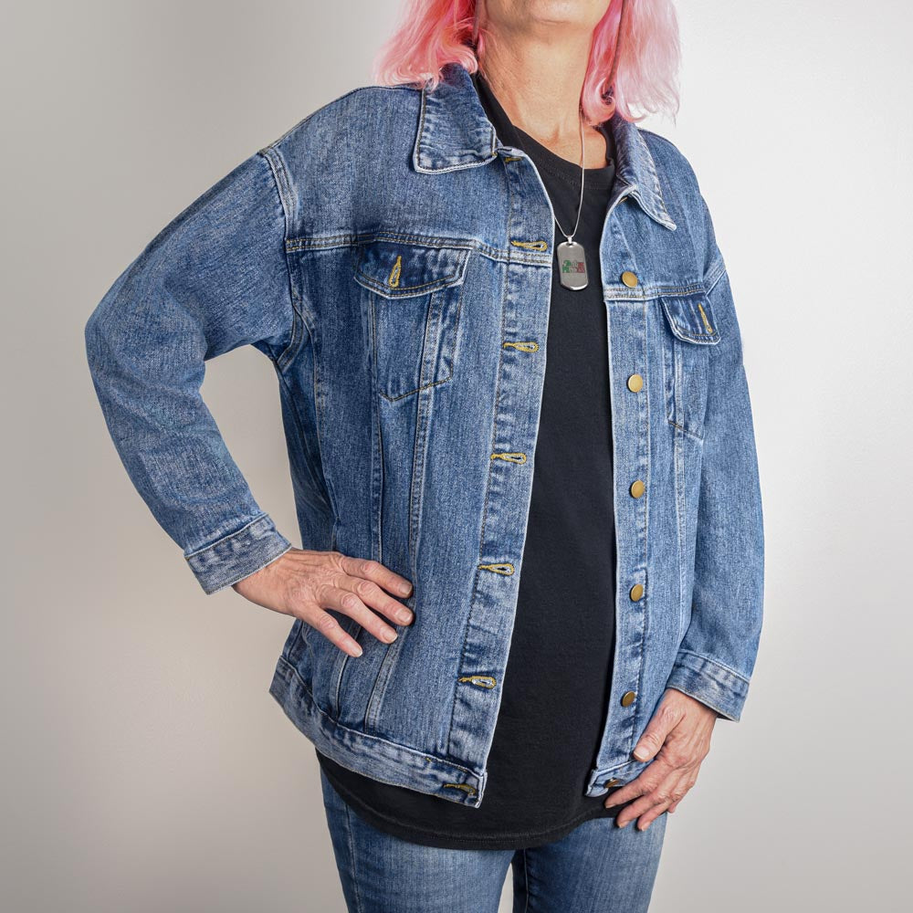 Oversized Denim Jacket , gift for mom, gift for soulmate , gift for daughter, birthday gift