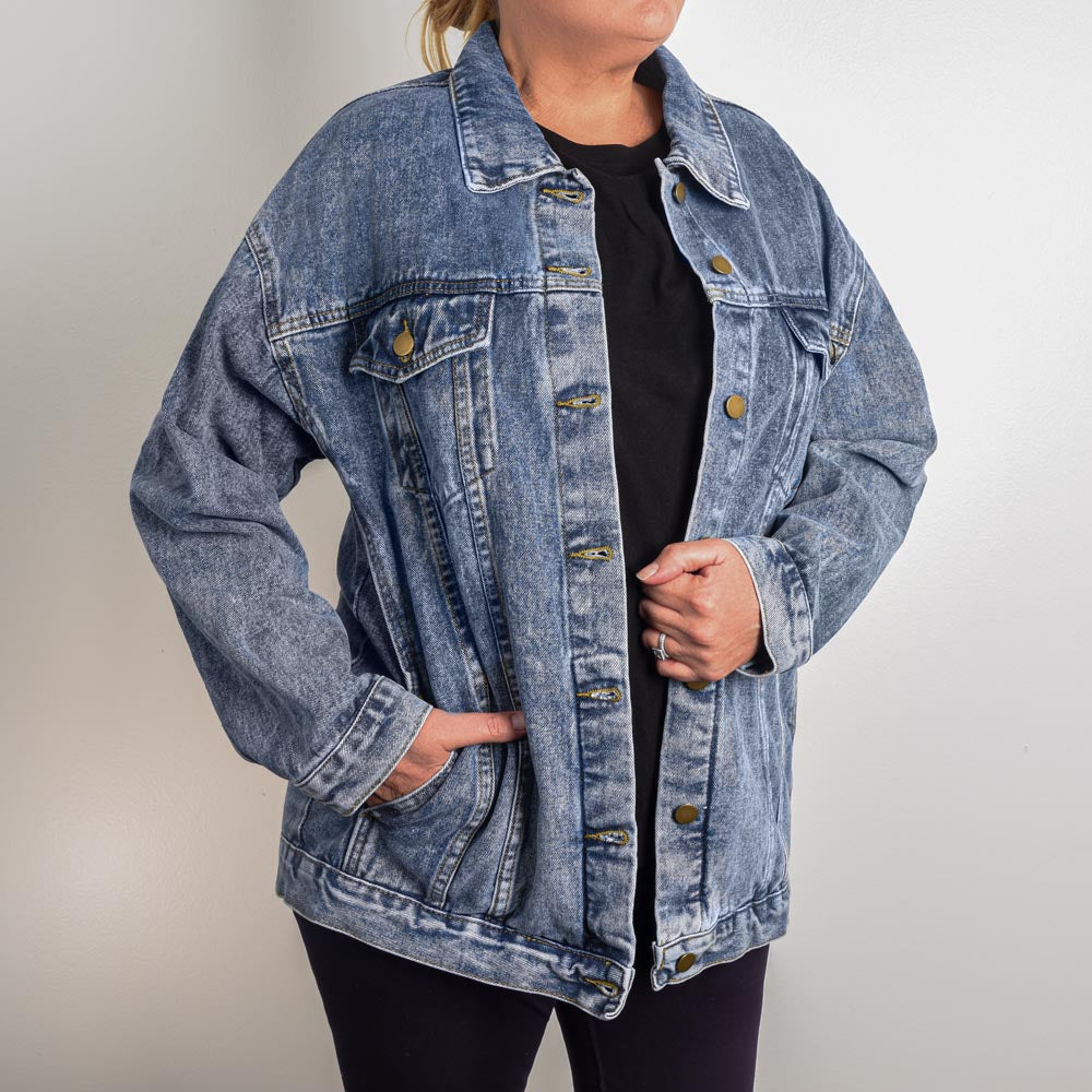 Oversized Denim Jacket , gift for mom, gift for soulmate , gift for daughter, birthday gift