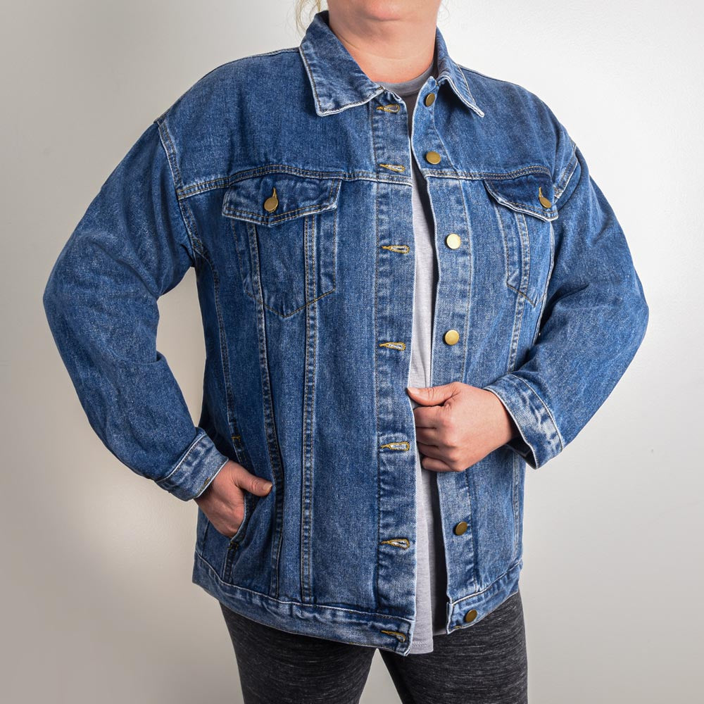 Oversized Denim Jacket , gift for mom, gift for soulmate , gift for daughter, birthday gift