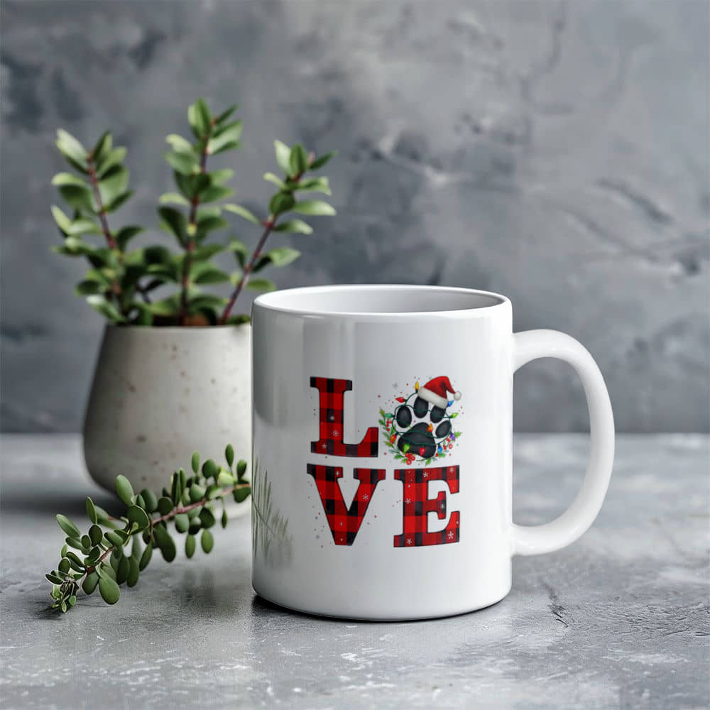 Christmas Paw Ceramic Mug: Cozy & Festive Design, Gift for Pet Lovers