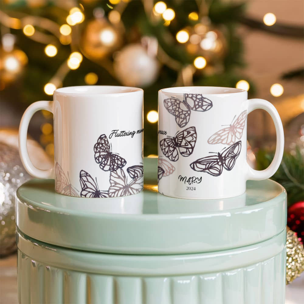 Vintage Butterfly Coffee Mug: Elegant Ceramic Cup for Nature Lovers