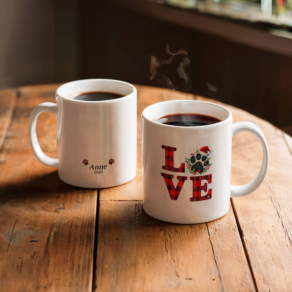 Christmas Paw Ceramic Mug: Cozy & Festive Design, Gift for Pet Lovers