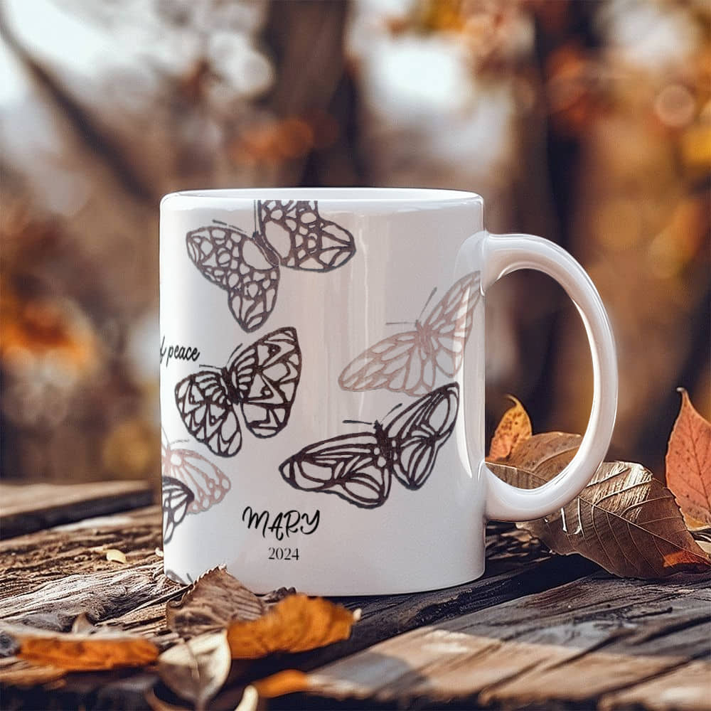 Vintage Butterfly Coffee Mug: Elegant Ceramic Cup for Nature Lovers