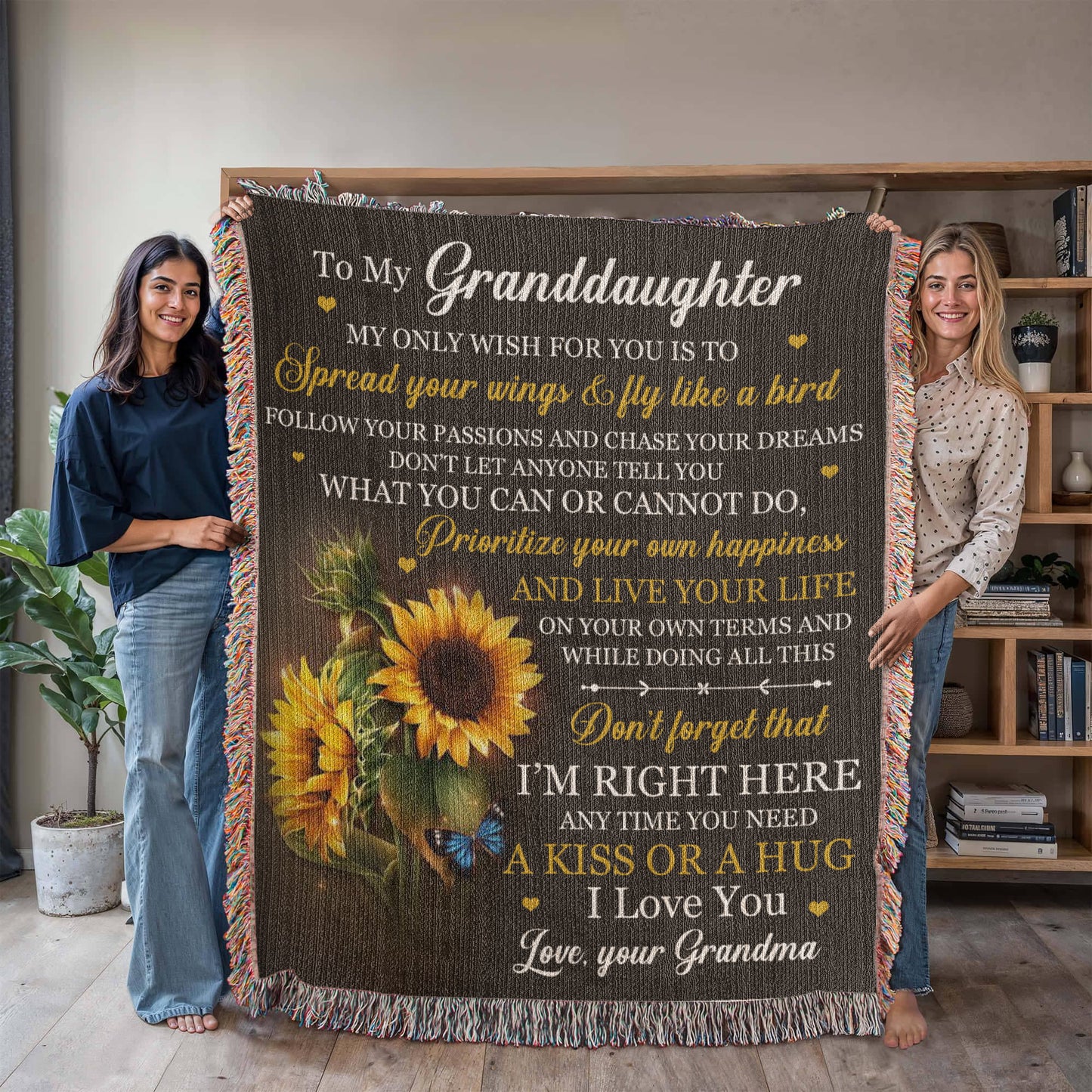 Heirloom Artwork Woven Blanket, Gift for Granddaughter