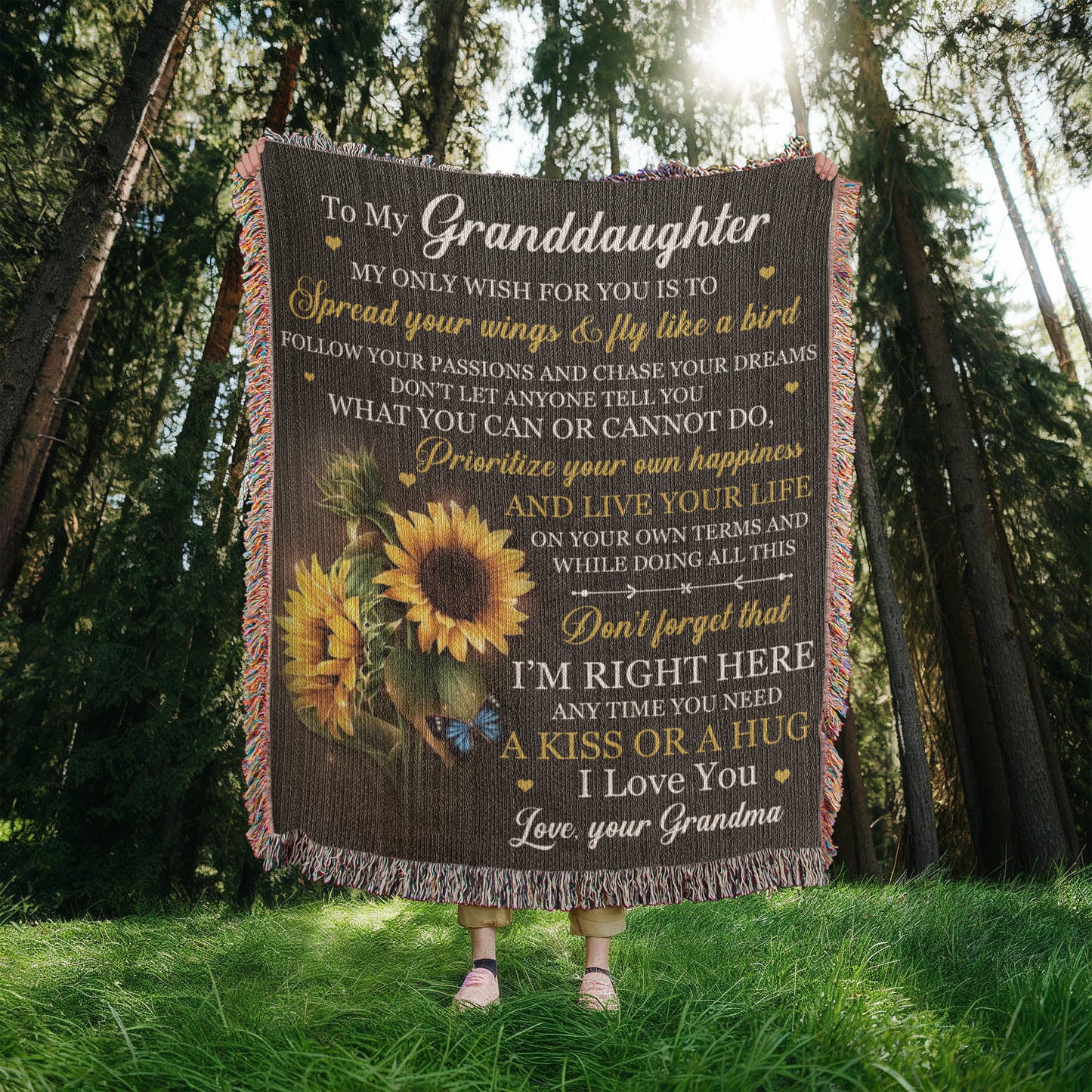 Heirloom Artwork Woven Blanket, Gift for Granddaughter