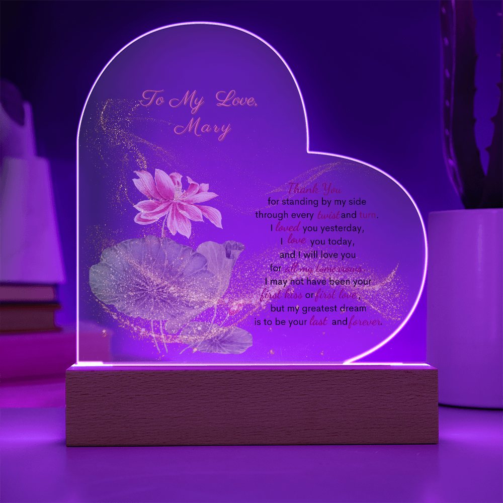 Timeless Love- Personalized Acrylic Heart Plaque  To My Wife Gift, To My Soulmate Gift, for all Occasions, Birthday, Anniversary, Valentine' s Day Gift