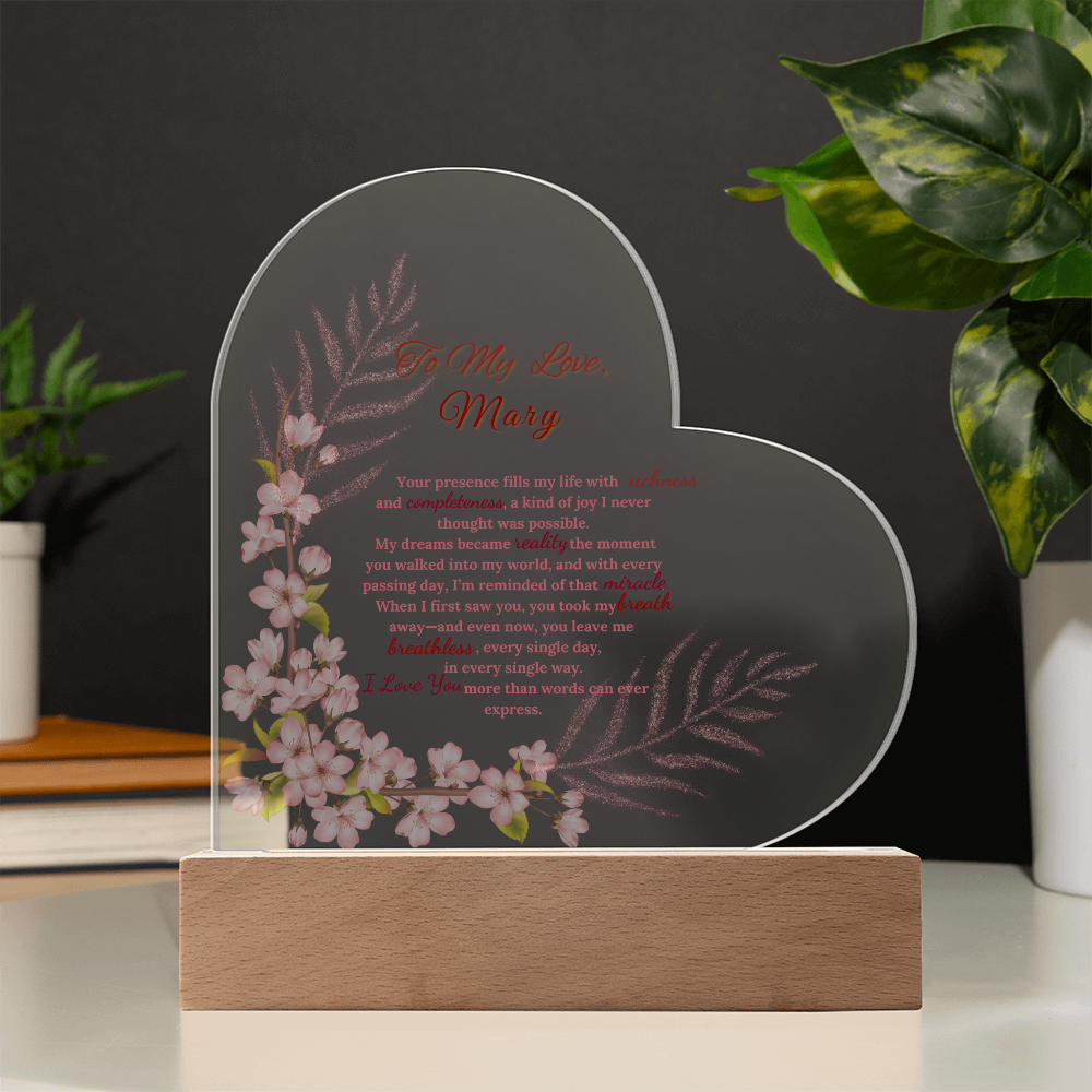 Forever Love: Personalized Acrylic Heart Plaque gift for Wife, For Soulmate. All occasions, Birthday ,Anniversary, Valentine's  Day Gift