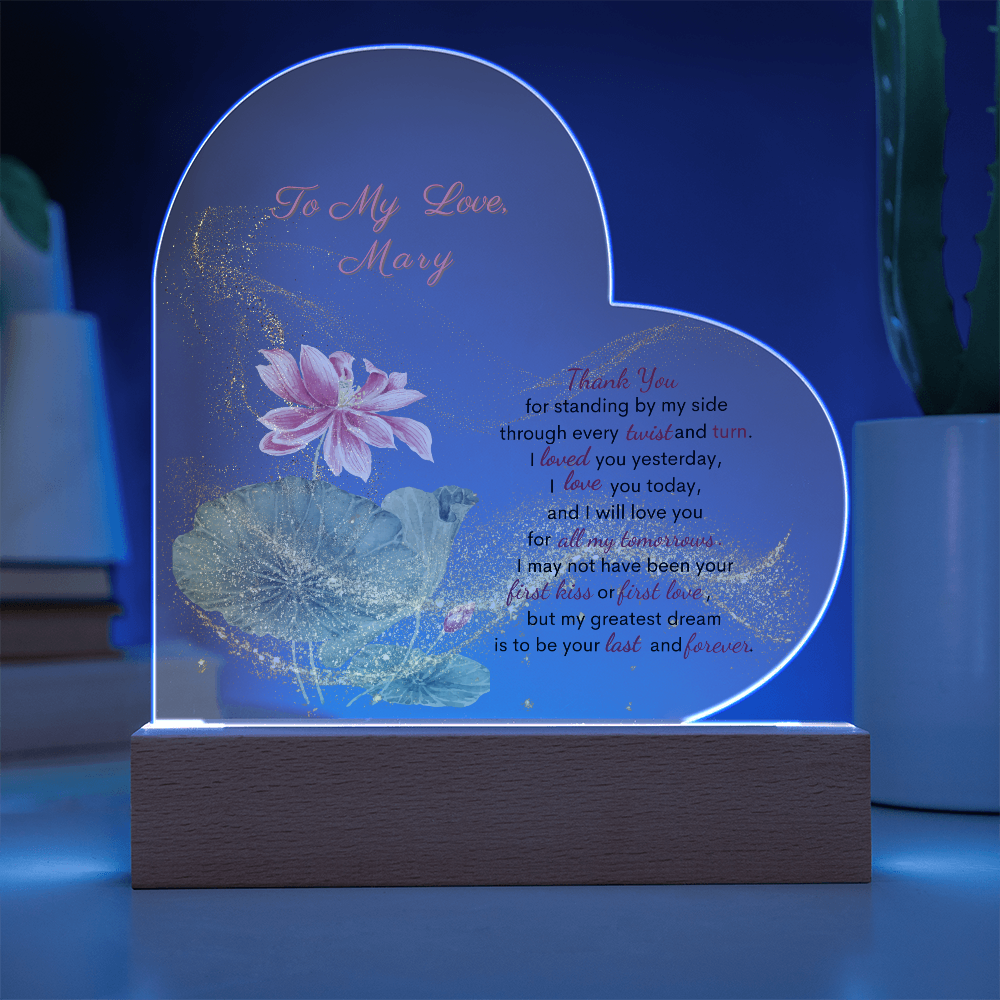 Timeless Love- Personalized Acrylic Heart Plaque  To My Wife Gift, To My Soulmate Gift, for all Occasions, Birthday, Anniversary, Valentine' s Day Gift