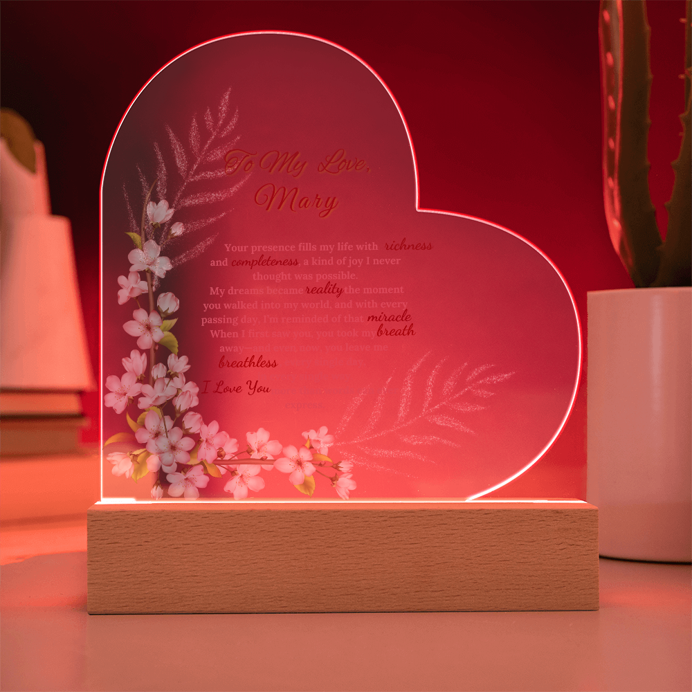 Forever Love: Personalized Acrylic Heart Plaque gift for Wife, For Soulmate. All occasions, Birthday ,Anniversary, Valentine's  Day Gift