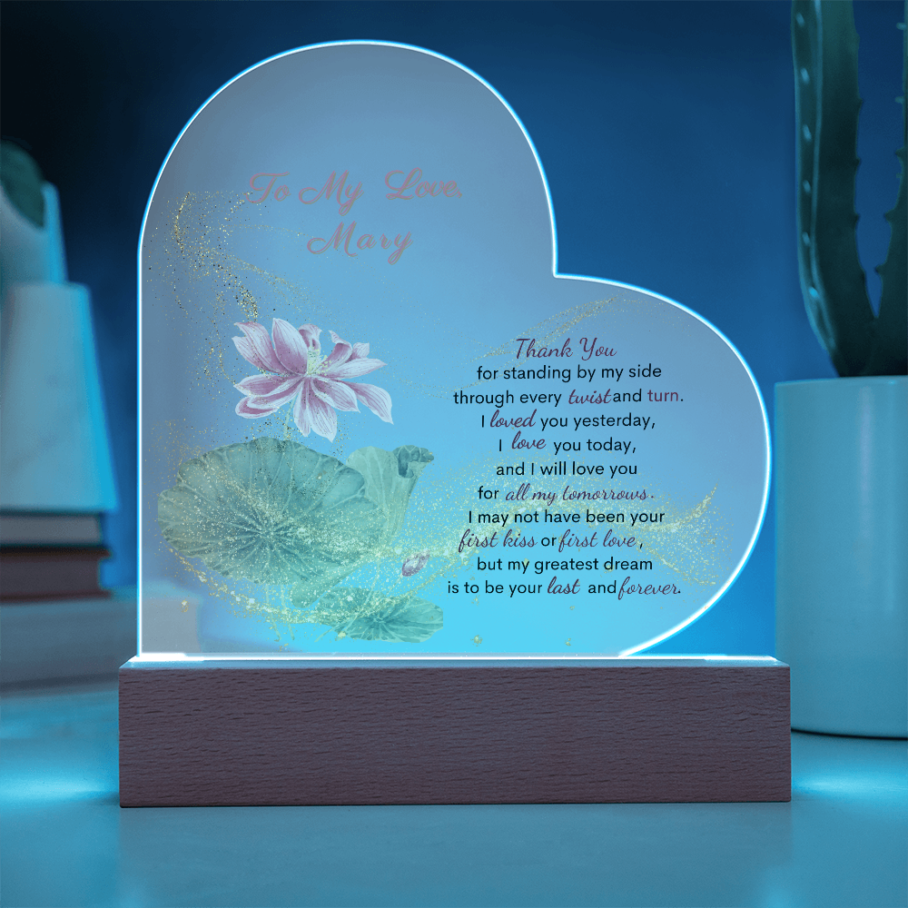 Timeless Love- Personalized Acrylic Heart Plaque  To My Wife Gift, To My Soulmate Gift, for all Occasions, Birthday, Anniversary, Valentine' s Day Gift