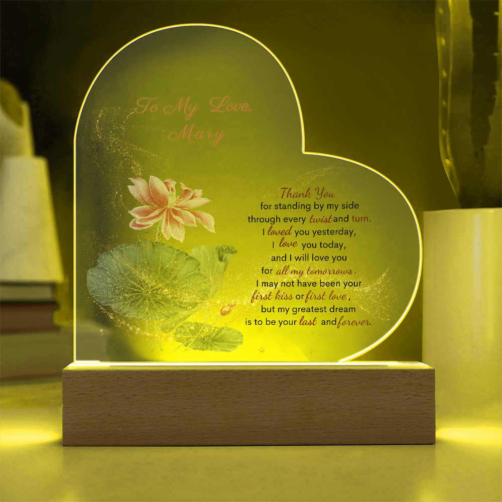 Timeless Love- Personalized Acrylic Heart Plaque  To My Wife Gift, To My Soulmate Gift, for all Occasions, Birthday, Anniversary, Valentine' s Day Gift