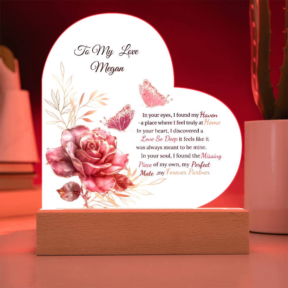 Timeless Love: Heart Acrylic Plaque and Bouquet. Unique gift for WIfe, For Soulmate