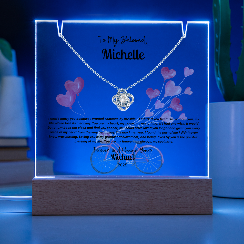 Custom Acrylic LED Display with Forever Love Necklace Gift Set