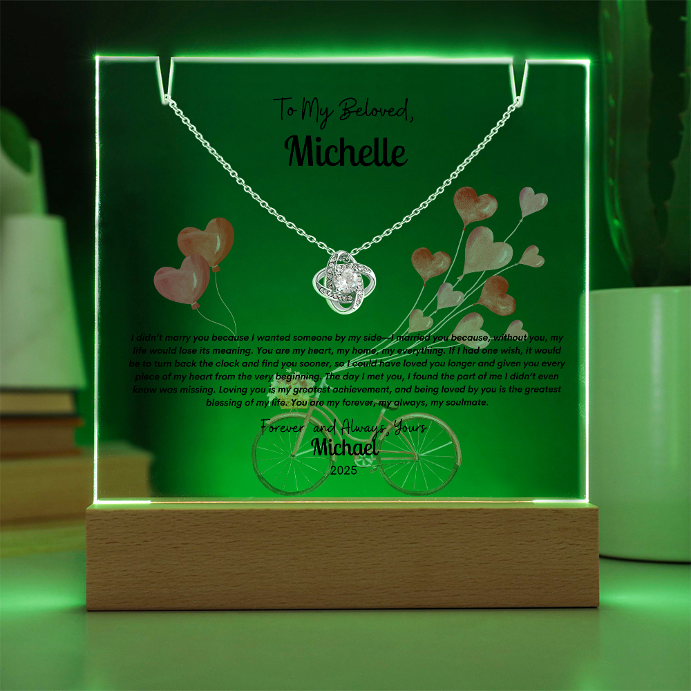 Custom Acrylic LED Display with Forever Love Necklace Gift Set