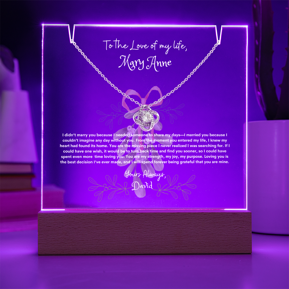 Keepsake Acrylic & Necklace Bundle – Celebrate Love and Memories, Unique Gift for Wife, Soulmate for all  Occasions.