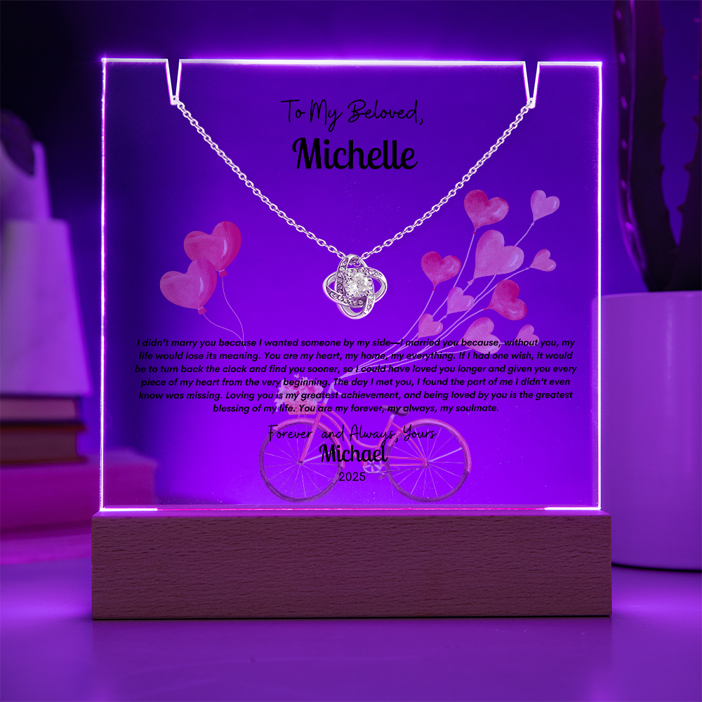 Custom Acrylic LED Display with Forever Love Necklace Gift Set